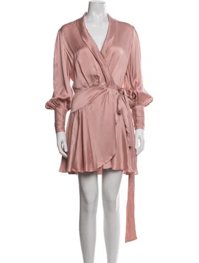 Pre-owned Zimmermann Silk Ruffle Embellishment Robe In Pink