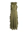 Zimmermann Womens Olive Cascadian Ruffled Silk Midi Dress Xs In Green