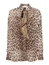 Zimmermann Illustration Tie-neck Leopard-print Shirt In Brown