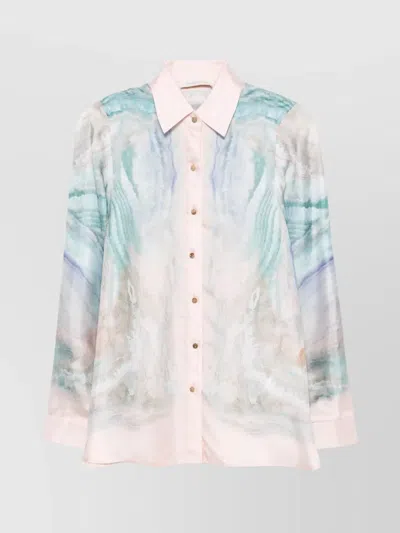 ZIMMERMANN SILK SHIRT LUMINOUS ABSTRACT PATTERN