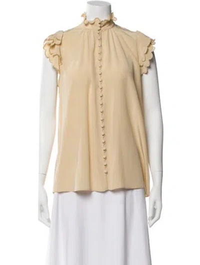 Pre-owned Zimmermann Silk Short Sleeve Blouse In Neutral