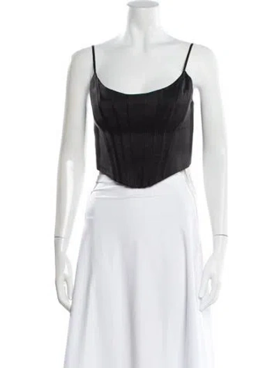 Pre-owned Zimmermann Silk Square Neckline Crop Top In Black