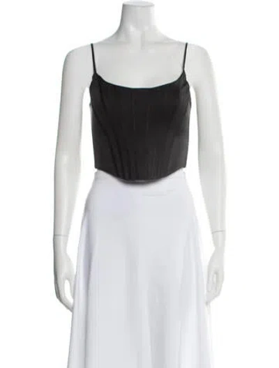 Pre-owned Zimmermann Silk Square Neckline Crop Top In Black