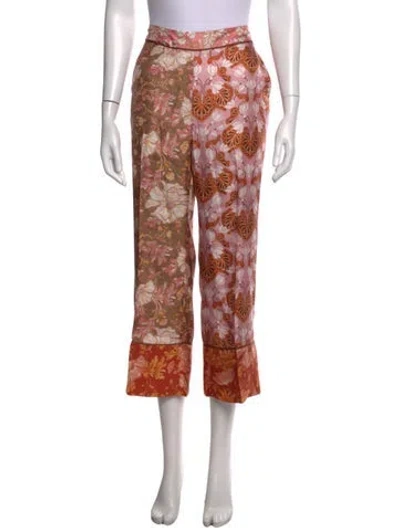 Pre-owned Zimmermann Silk Straight Leg Pants In Pink