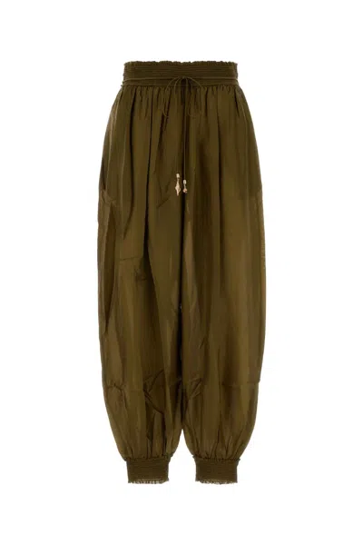 Zimmermann Silk Straight-leg Pants In Green