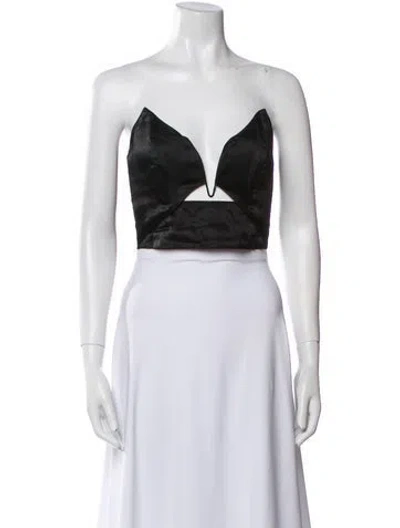 Pre-owned Zimmermann Silk Strapless Crop Top In Black