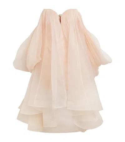 Zimmermann Womens Peach Crush Strapless Silk-organza Mini Dress In Pink