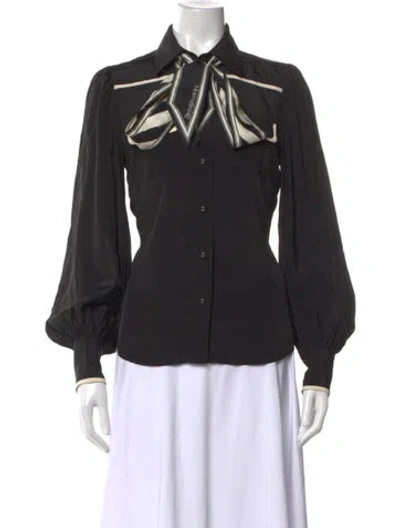 Pre-owned Zimmermann Silk Striped Blouse In Black