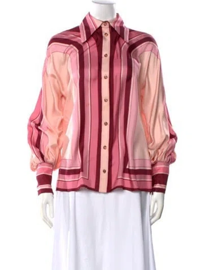 Pre-owned Zimmermann Silk Striped Blouse In Pink