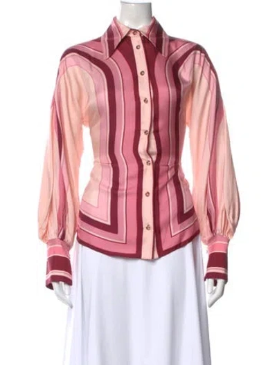Pre-owned Zimmermann Silk Striped Blouse In Pink