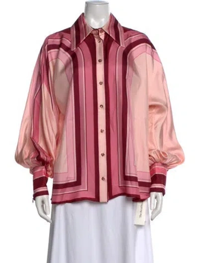Pre-owned Zimmermann Silk Striped Blouse In Pink