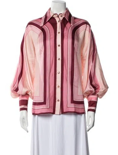 Pre-owned Zimmermann Silk Striped Blouse In Pink