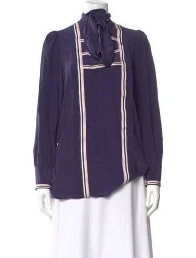 Pre-owned Zimmermann Silk Striped Blouse In Purple
