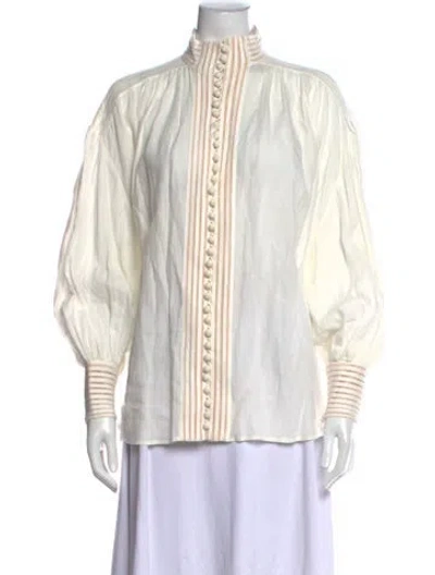 Pre-owned Zimmermann Silk Striped Blouse In White