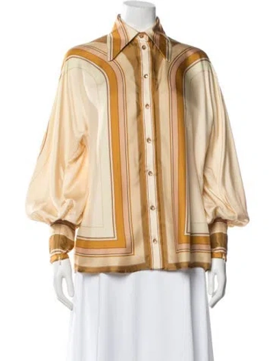 Pre-owned Zimmermann Silk Striped Button-up Top In Neutral