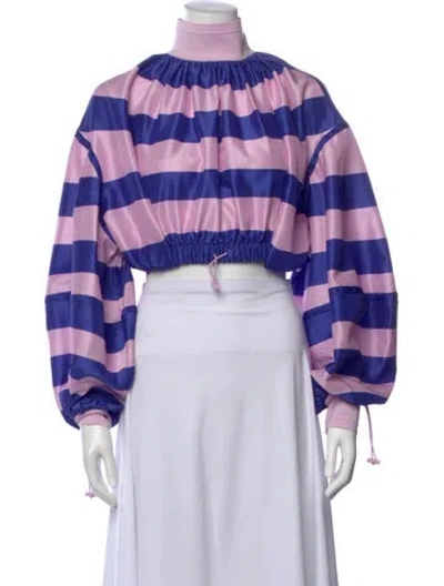 Pre-owned Zimmermann Silk Striped Crop Top W/ Tags In Purple