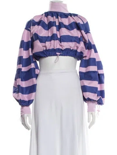 Pre-owned Zimmermann Silk Striped Crop Top W/ Tags In Purple