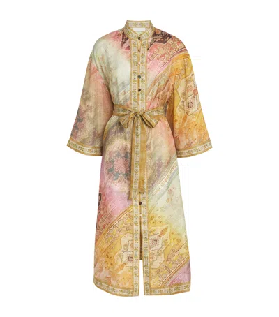 Zimmermann Tallow Midi Shirt Dress In Multicolor