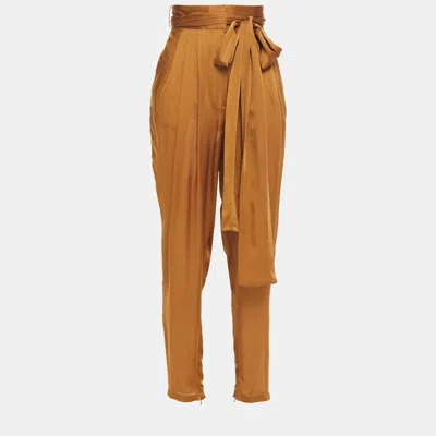 Pre-owned Zimmermann Silk Tapered Pants 0 In Brown