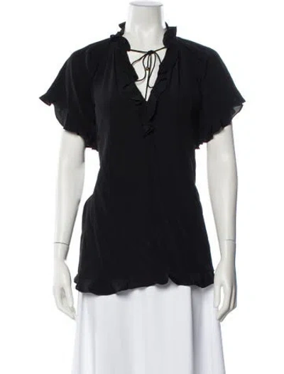Pre-owned Zimmermann Silk Tie Neck Blouse In Black