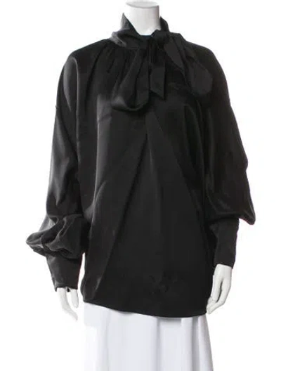 Pre-owned Zimmermann Silk Tie Neck Blouse In Black