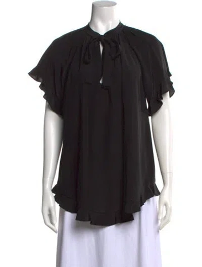 Pre-owned Zimmermann Silk Tie Neck Blouse In Black