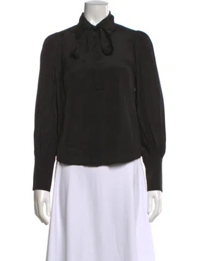 Pre-owned Zimmermann Silk Tie Neck Blouse In Black