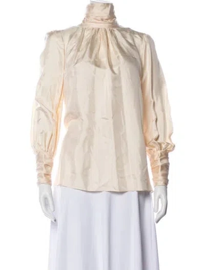 Pre-owned Zimmermann Silk Tie Neck Blouse In Neutral