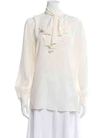 Pre-owned Zimmermann Silk Tie Neck Blouse In Neutral