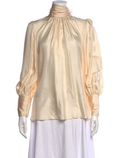 Pre-owned Zimmermann Silk Tie Neck Blouse In Neutral