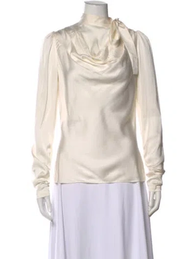 Pre-owned Zimmermann Silk Tie Neck Blouse In Neutrals