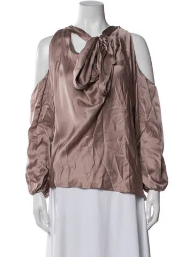 Pre-owned Zimmermann Silk Tie Neck Blouse In Pink