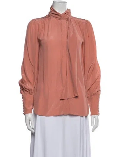 Pre-owned Zimmermann Silk Tie Neck Blouse In Pink