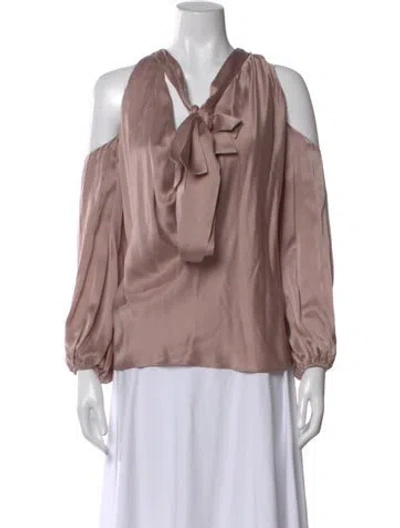 Pre-owned Zimmermann Silk Tie Neck Blouse In Purple