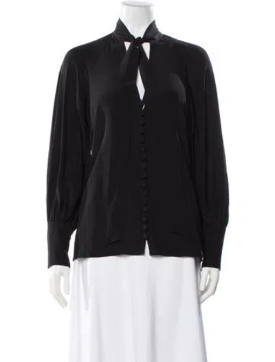 Pre-owned Zimmermann Silk Tie Neck Blouse W/ Tags In Black