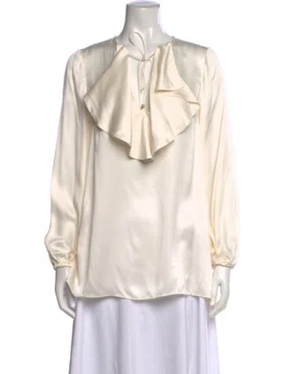 Pre-owned Zimmermann Silk Tie Neck Blouse W/ Tags In Neutrals