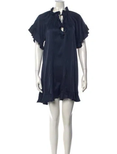 Pre-owned Zimmermann Silk Tie Neck Jumpsuit In Blue