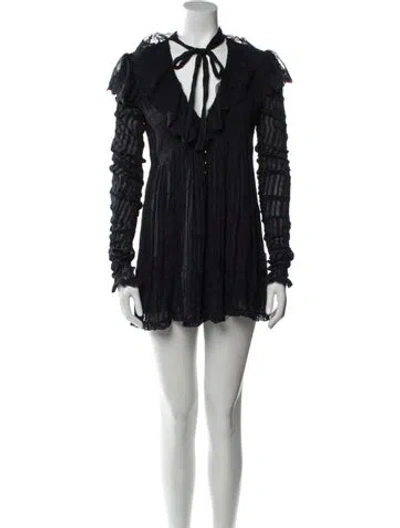 Pre-owned Zimmermann Silk Tie Neck Romper In Blue