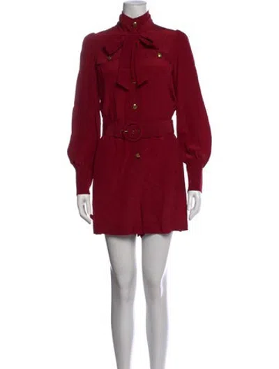 Pre-owned Zimmermann Silk Tie Neck Romper In Red