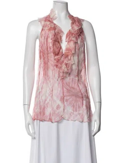 Pre-owned Zimmermann Silk Tie-dye Print Blouse In Pink