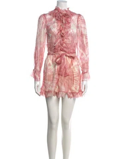 Pre-owned Zimmermann Silk Tie-dye Print Romper In Neutrals