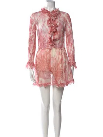 Pre-owned Zimmermann Silk Tie-dye Print Romper In Pink