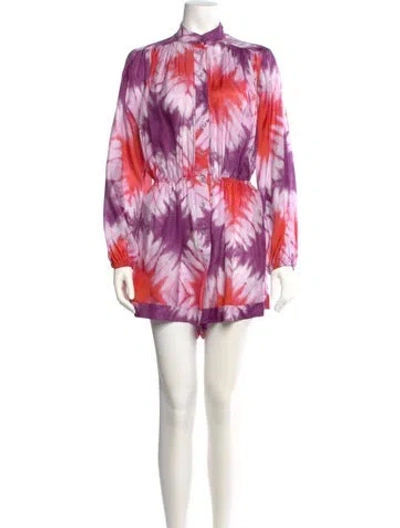Pre-owned Zimmermann Silk Tie-dye Print Romper In Purple
