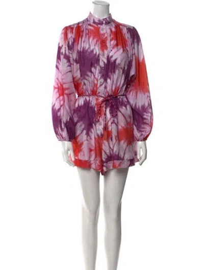 Pre-owned Zimmermann Silk Tie-dye Print Romper In Purple