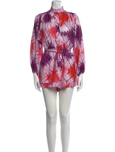 Pre-owned Zimmermann Silk Tie-dye Print Romper In Purple