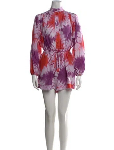 Pre-owned Zimmermann Silk Tie-dye Print Romper In Purple