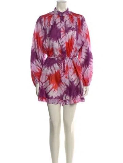 Pre-owned Zimmermann Silk Tie-dye Print Romper W/ Tags In Multi