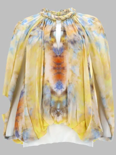Zimmermann Silk Tie-neck Blouse In Yellow