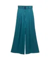 Zimmermann Pleated Silk Wide-leg Pants In Blue