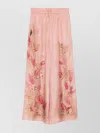 Zimmermann Silk Trousers With Floral Print And Wide Leg In Pink